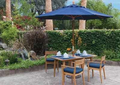treasure garden navy blue umbrella outdoor dining table and chairs set