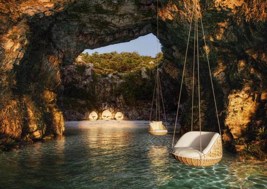 SWINGREST hanging swings in an ocean cove